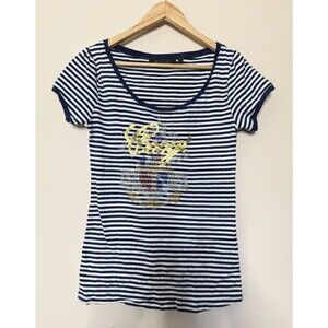 Coogi Australia TShirt Womens Large Striped Short Sleeve Tee Top